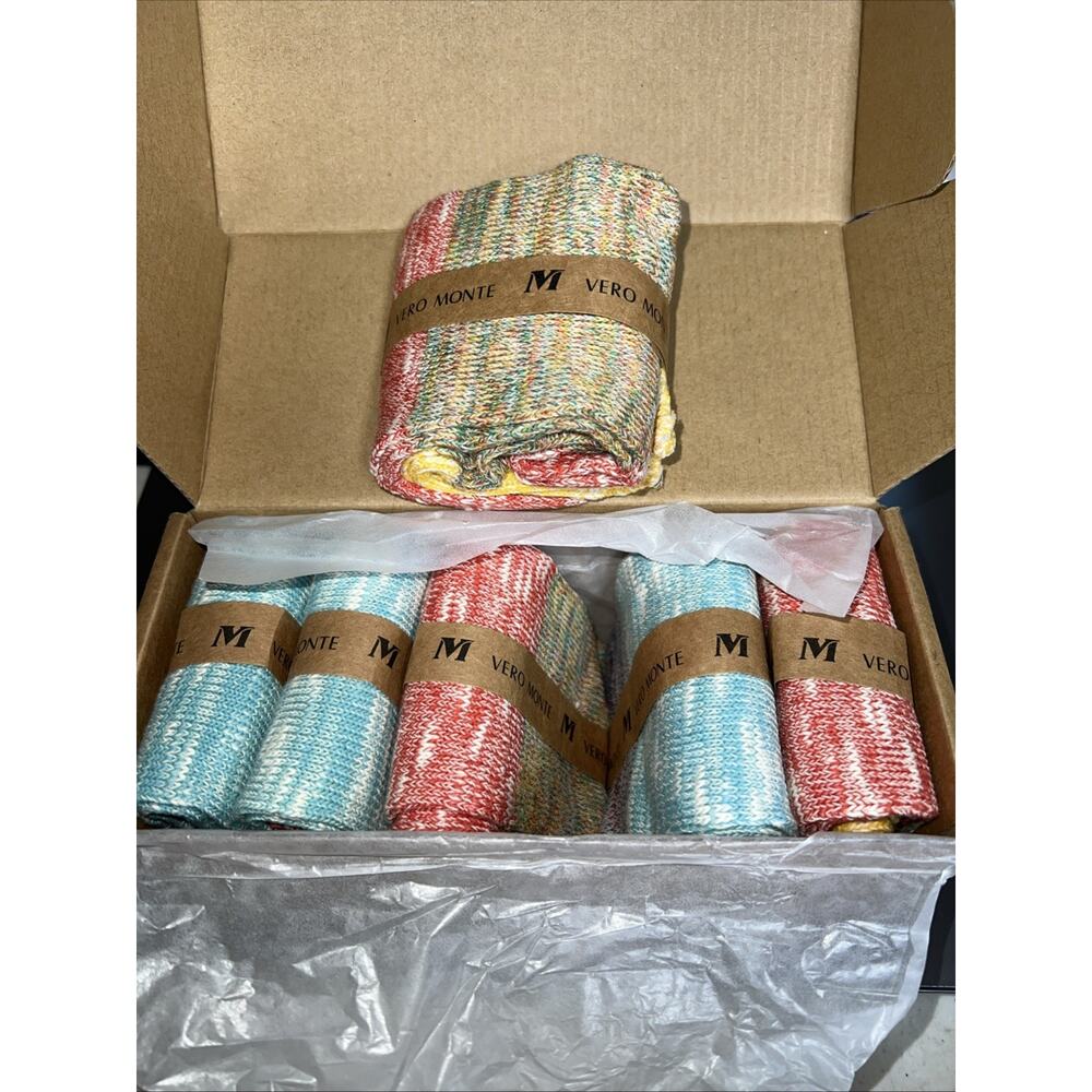 NEW Vero Monte Women's M L Cotton Socks 5 Pair Crew Colorful NIP 31693 NWT